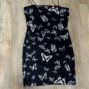 Elegant deep navy Butterfly Print Dress